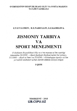 JISMONIY TARBIYA VA SPORT MENEJMENTI