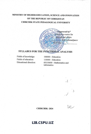 SYLLABUS FOR THE FUNCTIONAL ANALYSIS