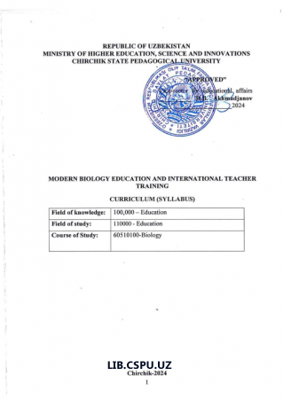 MODERN BIOLOGY EDUCATION AND INTERNATIONAL TEACHER TRAINING